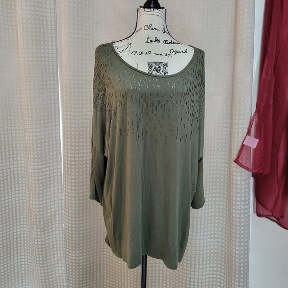 Apt. 9 Boat Neck 3/4 Sleeve Tunic Top with Shimmer Accent - Size XL - Picture 13 of 13